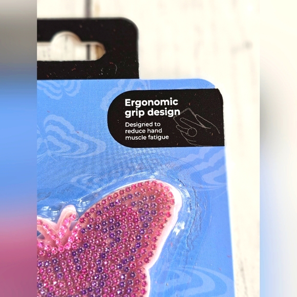 NEW Rhinestone Bling Crystals Pink & Purple Butterfly Popsocket Phone Grip - Picture 2 of 6